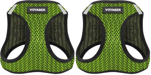Image of Voyager Step-in Air Dog Harness - All Weather Mesh, Reflective, No Pull Harness for Small, Medium Dogs, Cats - Secure with Hook & Loop Fastener, Buckle, Double D-Rings - Lime Green 2-Tone, XS