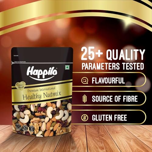 Image of Happilo Premium International Healthy Nutmix 350g | Almonds | Black Raisins| Cashewnuts | Cranberries | Green Raisins | Pistachio Kernels | Walnut Kernels healthy snacking | Dry Fruit | Trail Mix | Mix Nuts | Mix Dry Fruit