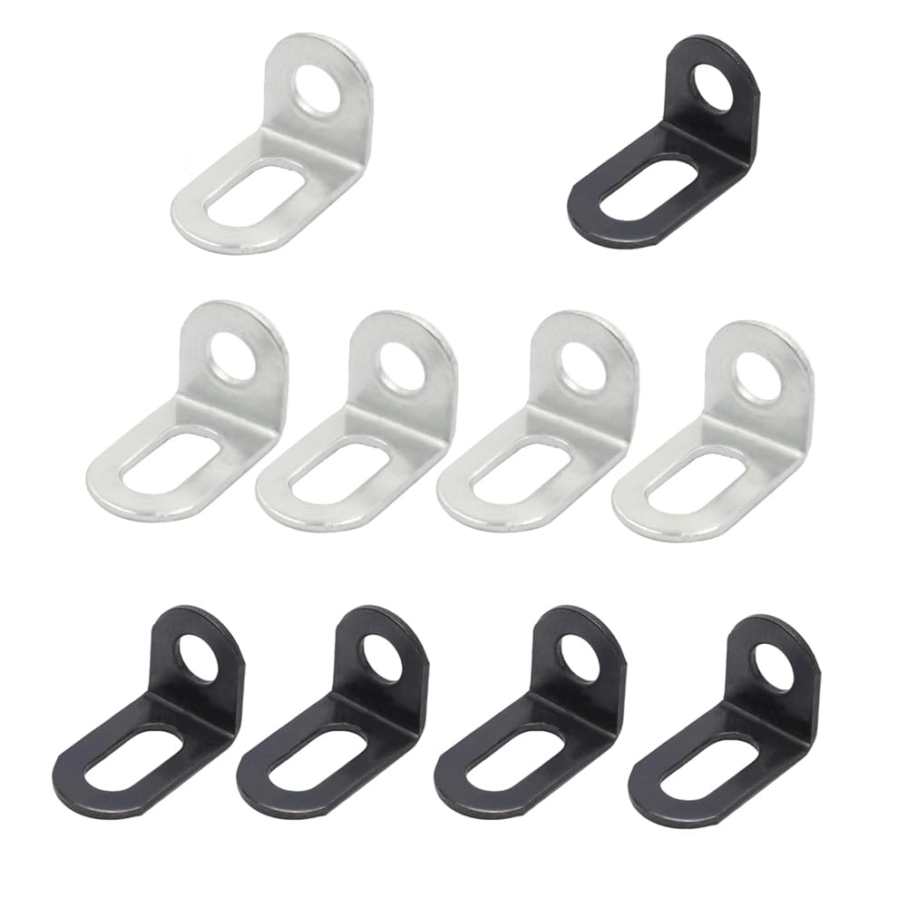 10PCS Metal Bracket Plate, Stainless Steel L Shaped 90 Degree Right Angle Brackets for Wood Furniture Cabinet Chair Table (Black+White)