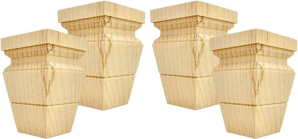 Square Catalina Tapered Bun Foot - 4 Tall x 2 5/8 Wide (Pine) (Set of 4)