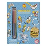 Big Game Toys~Ultimate Shrinkies Shrinky Art Shrink Film Kit Boy Dinks Zipper Pull Keychain Space Ship, Skate Boards, Robots, Guitar, Ice Cream