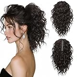 ZQIAN BEAUTY 12 Inch Dark Brown Ponytail Extension - Soft Curly Pony Tails Hair Extensions, Claw Clip Ponytail Extension, Short Synthetic Hair Pieces for Women (Color: Dark Brown)
