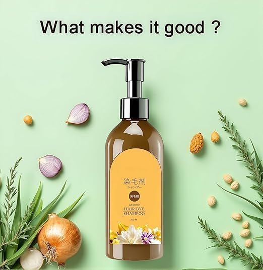 Image of Plant-Based Hair Dye Shampoo for Women & Men | Ammonia-Free, Paraben-Free | Natural, Long-Lasting Hair Color | Suitable for All Hair Types | 300ml Home Use x2