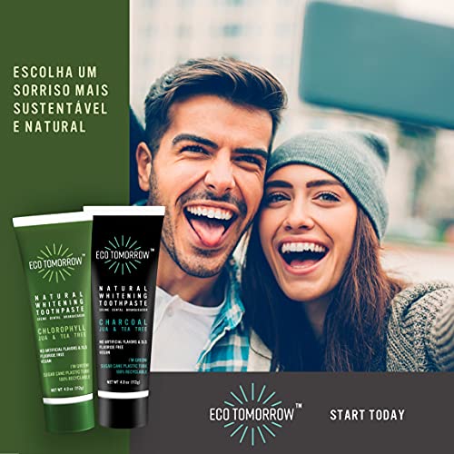 Ecotomorrow Tea Tree Chlorophyll Whitening Toothpaste With Peppermint Essential Oil And Natural Juá - Fluoride Free, Plant Based, Vegan - 4.0Oz #TOP3