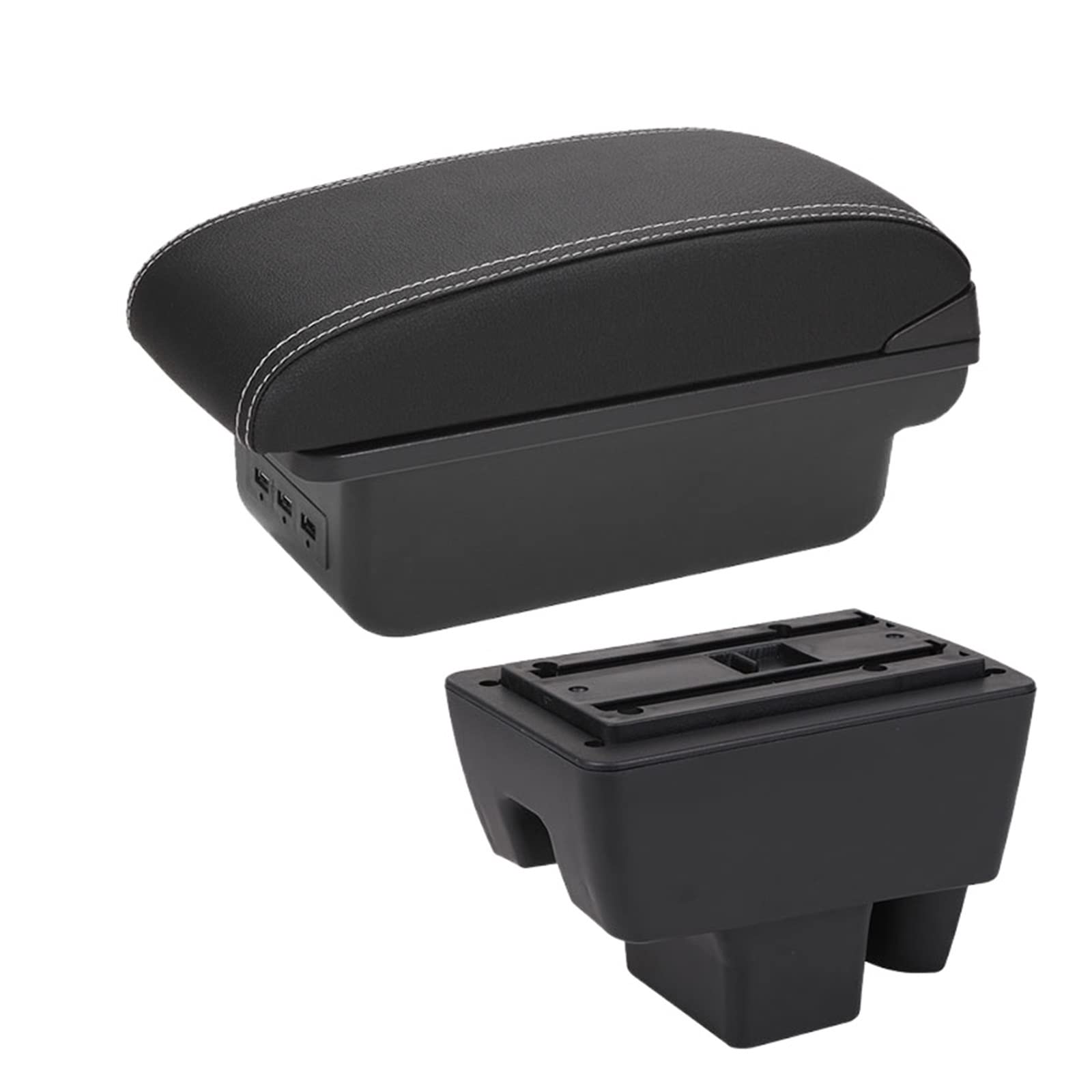 For VW For Polo 2020 2021 Car Armrest Car Armrest Box Retrofit Car Accessories Interior Details Storage Box(B3 3USB)
