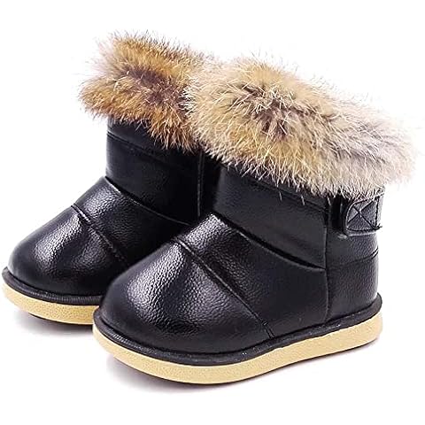 FJWYSANGU Toddler Girl Warm Winter Snow Boots Plush inner Outdoor Boots Waterproof Walking Shoes Flat Easy on for Toddlers Little Girls Black Cover