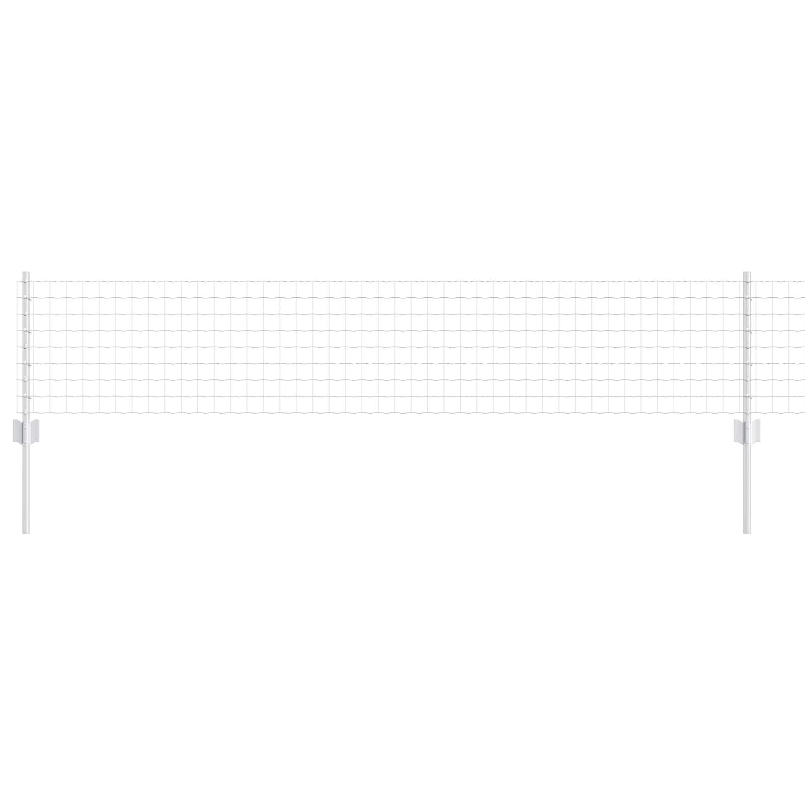 Steel Fence with Posts Silver 0.4 x 25 m Garden Boundary Panel Set UV-Resistant Powder-Coated Outdoor Privacy Screen for Terrace Patio Yard