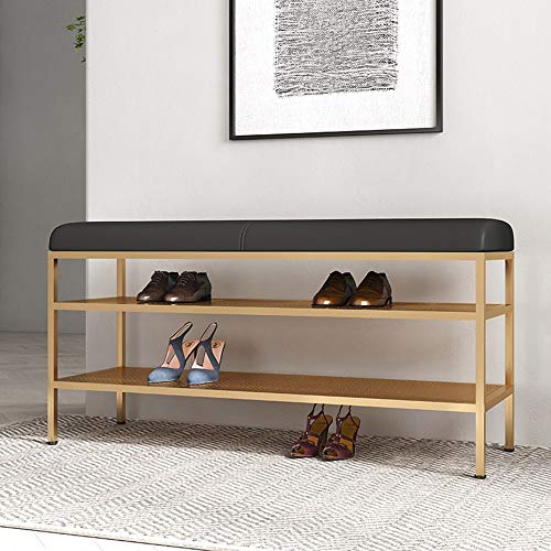 Étagère à Chaussures avec Coussin Banc Métal Noir 100cm - 3