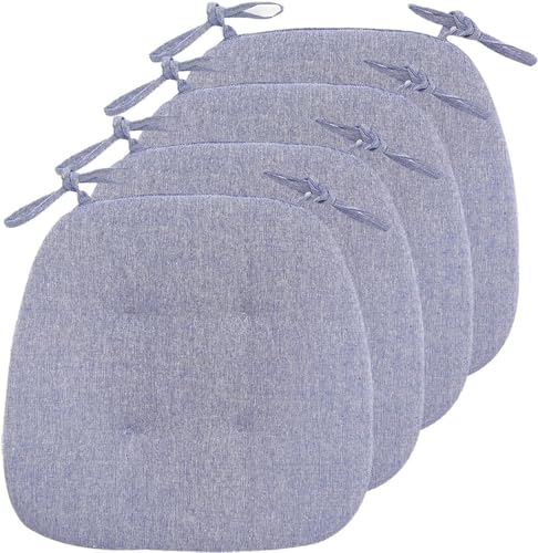 Cojines Para Sillas De Cocina Con Lazos,cojines Para Sillas Para Sillas De Comedor 43x41cm,cojines Para Sillas De Doble Cara Para Comedor,cojines De Asiento Antidesli(Size:Pack of 4,Color:azul)