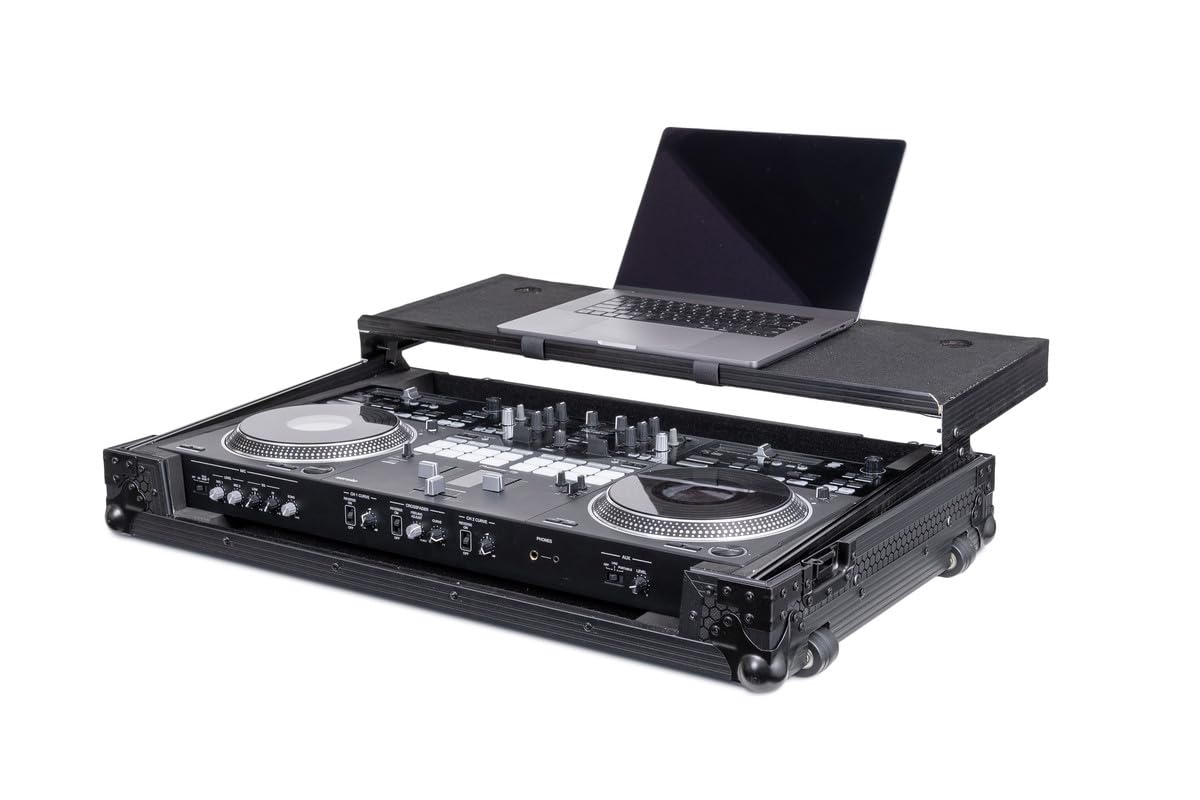 Headliner Pitch Black Flight Case Compatible with Pioneer DJ DDJ-REV7, with Laptop Platform & Wheels