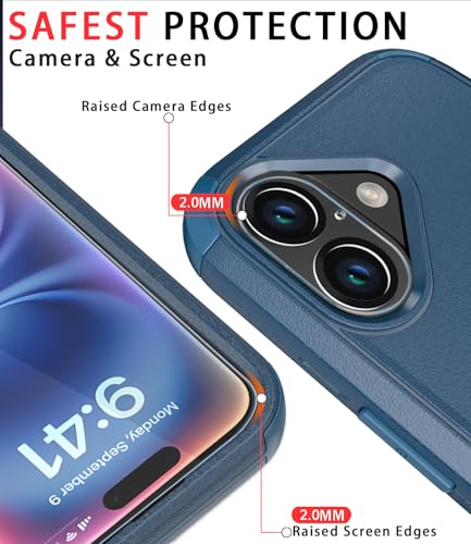 Image of Diverbox for iPhone 16 Plus Case [Shockproof] [Dropproof] [Tempered Glass Screen Protector + Camera Protectors] Heavy Duty Protection Phone Case Cover for Apple iPhone 16 Plus (Blue)