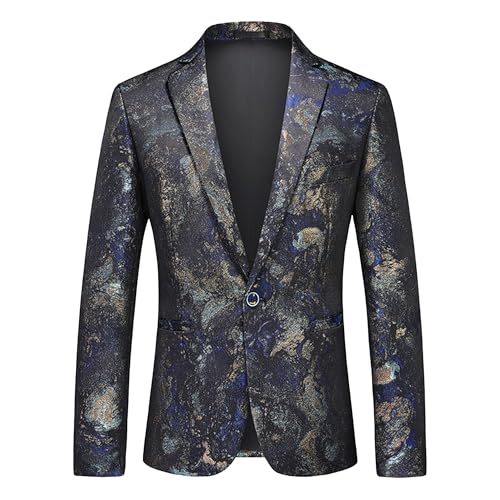 Men's Tie-Dye Print One Button Blazers Stylish Business Suit Jacket Wedding Daily Prom Sport Coat