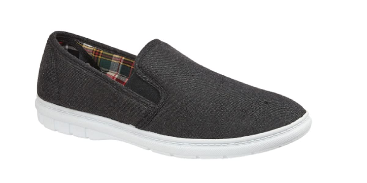 GladRagsMens Canvas Slip On Wider Fit Plimsoll Pump Trainer Slipper Deck Shoe, Size 6-12