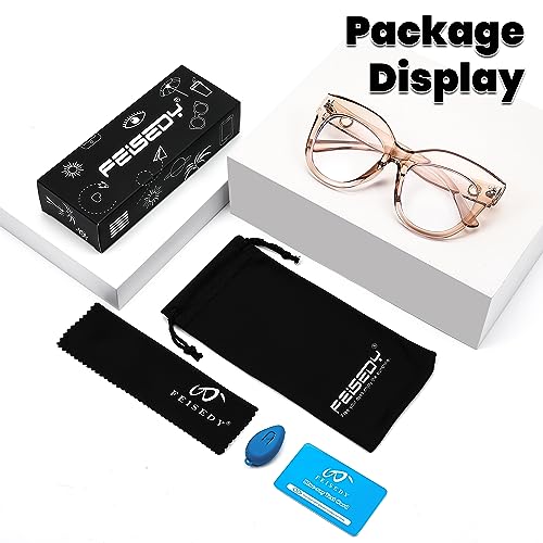 Image of FEISEDY Cat Eye Blue Light Glasses Oversized Vintage Chunky Computer Glasses for Women Hipster Party B0026
