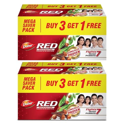 Image of Dabur Red Toothpaste - 1600g (800gx2) | Fluoride Free| Helps In Bad Breath Treatment, Cavity Protection, Plaque Removal | For Whole Mouth Health | Power Of 13 Potent Herbs