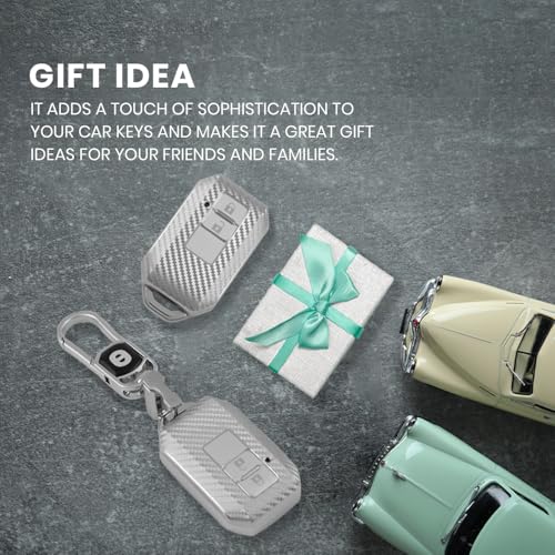 Image of Keyzone silverstar TPU Key Cover & Keychain for Baleno, Jimny, Swift, Ertiga, Grand Vitara, XL6, Brezza, Fronx, Dzire, Glanza, Urban Cruiser Hyryder 2 Button Smart Key (Silver)