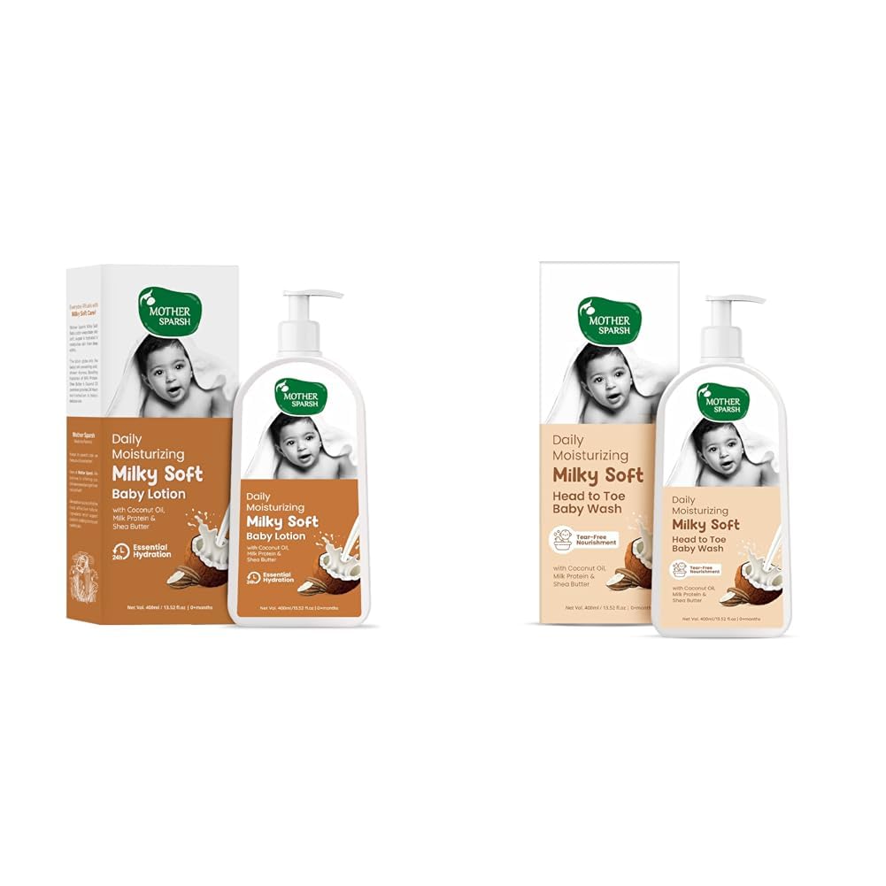Mother Sparsh Milky Soft Head to Toe Baby Wash & Baby Shampoo-400ml with Milk Protein & Shea Butter-image-42