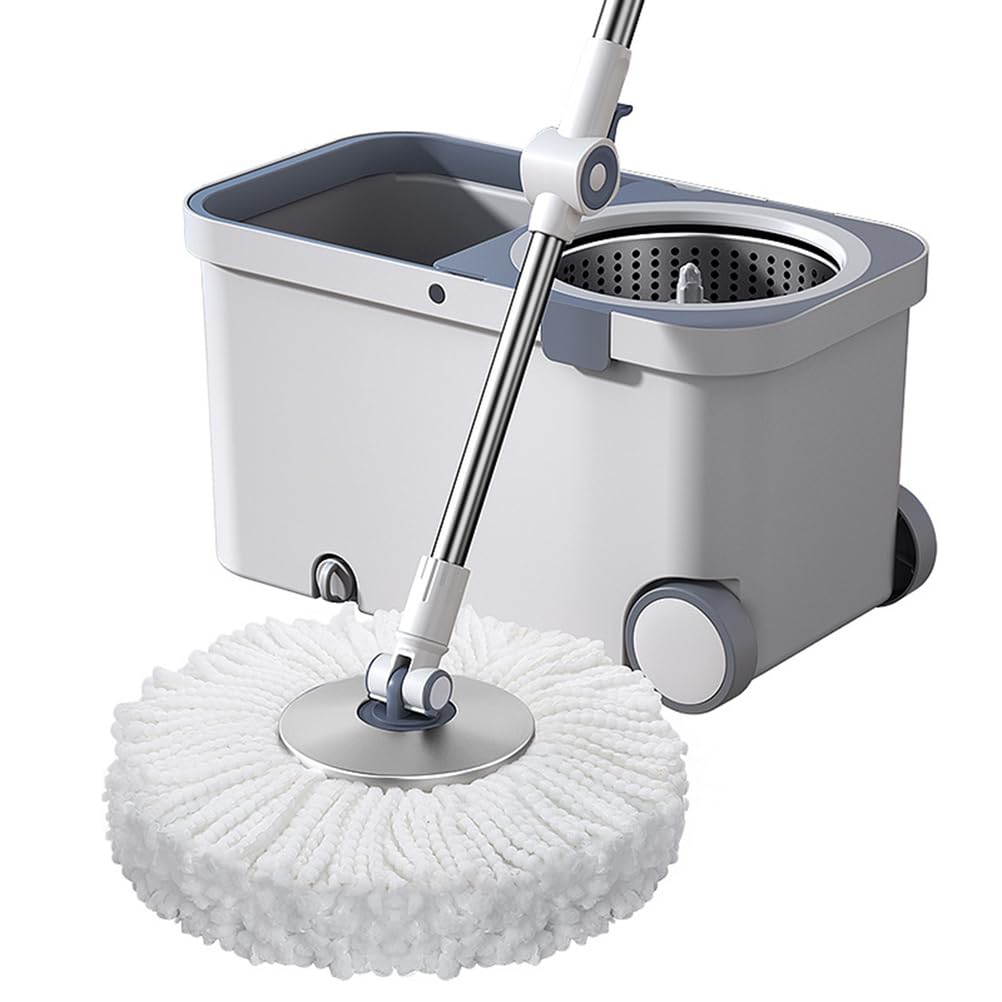 Fregonas Spin Mop Bucket Deluxe, Sistema de Limpieza de Suelos Giratorio de 360°, recambios de Cabezales, Mango extendido, 2 Ruedas para la Limpieza del hogar.