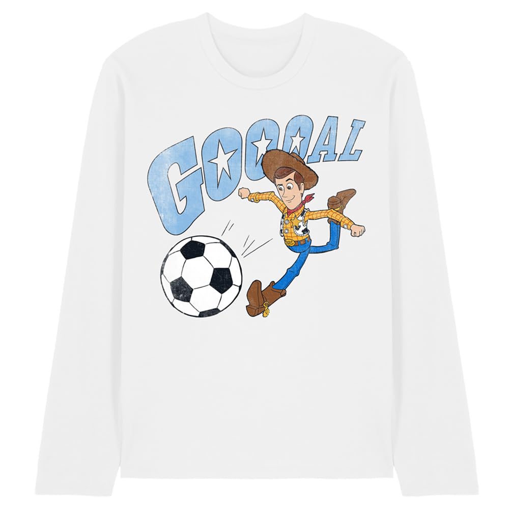Disney Unisex Toy Story Woody Goal Long Sleeve T-Shirt, White | Size: 2XL