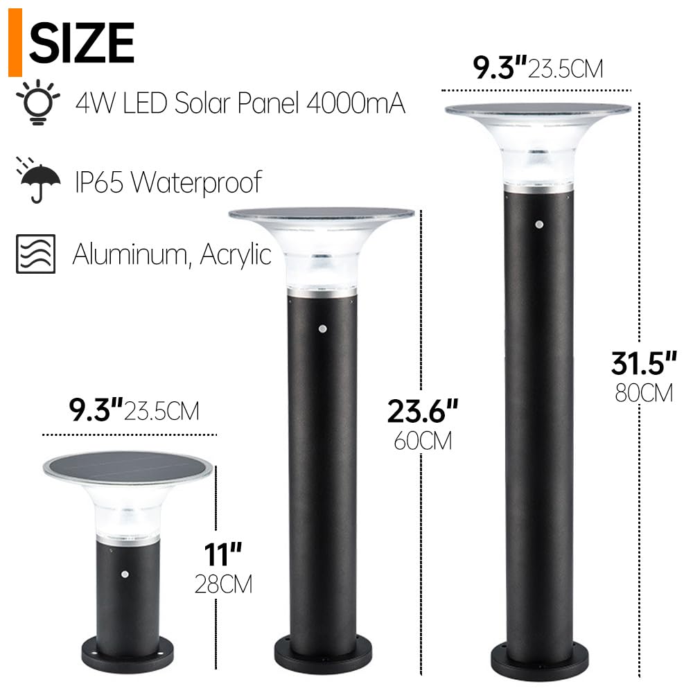 TRIVIDHA Lámpara Solar Moderna para Camino De Paisaje, De Aluminio, con Bolardo Solar LED, Resistente Al Agua IP65, para Jardín, con Encendido Y Apagado Automático, para Jardín, Garaje Y Césped