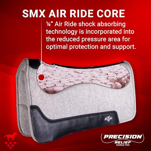 Image of Professional's Choice Precision Relief Felt Saddle Pad | Reduce Pressure from the Horse's Back and Prevent Rolling | Felt of Merino Wool Bottom | Barrel & Roper Sizes