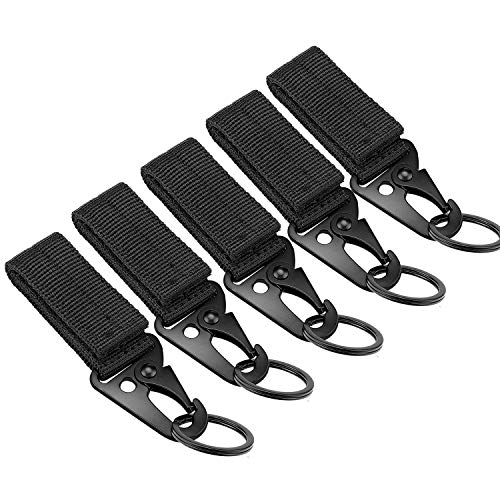 Kyrio Lot de 5 mousquetons de suspension pour ceinture, sangle Molle, clip de sangle pour sac à dos, porte-clés, boucle de suspension pour extérieur, camping, randonnée