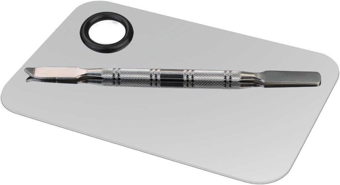 obmwang 1Pcs Pro Stainless Steel Cosmetic Makeup Palette Spatula Tool for Nail Art Eye Shadow Eyelash Makeup Professional Pigment Blending Lightweight 5.9 x 3.9 inches