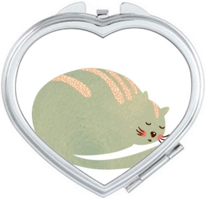 Sleepy Cat Animal Pet Watercolor Mirror Travel Magnification Portable Handheld Pocket Makeup