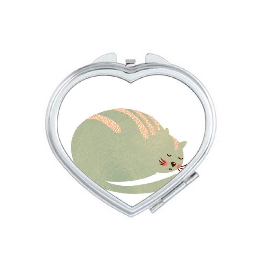Sleepy Cat Animal Pet Watercolor Mirror Travel Magnification Portable Handheld Pocket Makeup