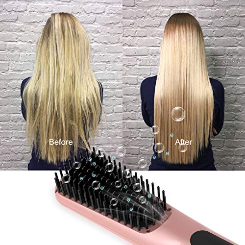 Hair Straightening Brush, ETEREAUTY Ceramic Ionic Hair Straightener Brush Hot Comb Hair Straightener with 30s Fast Ionic MCH Heating Hair Technology, Safer, Auto Temperature Lock & Off Function