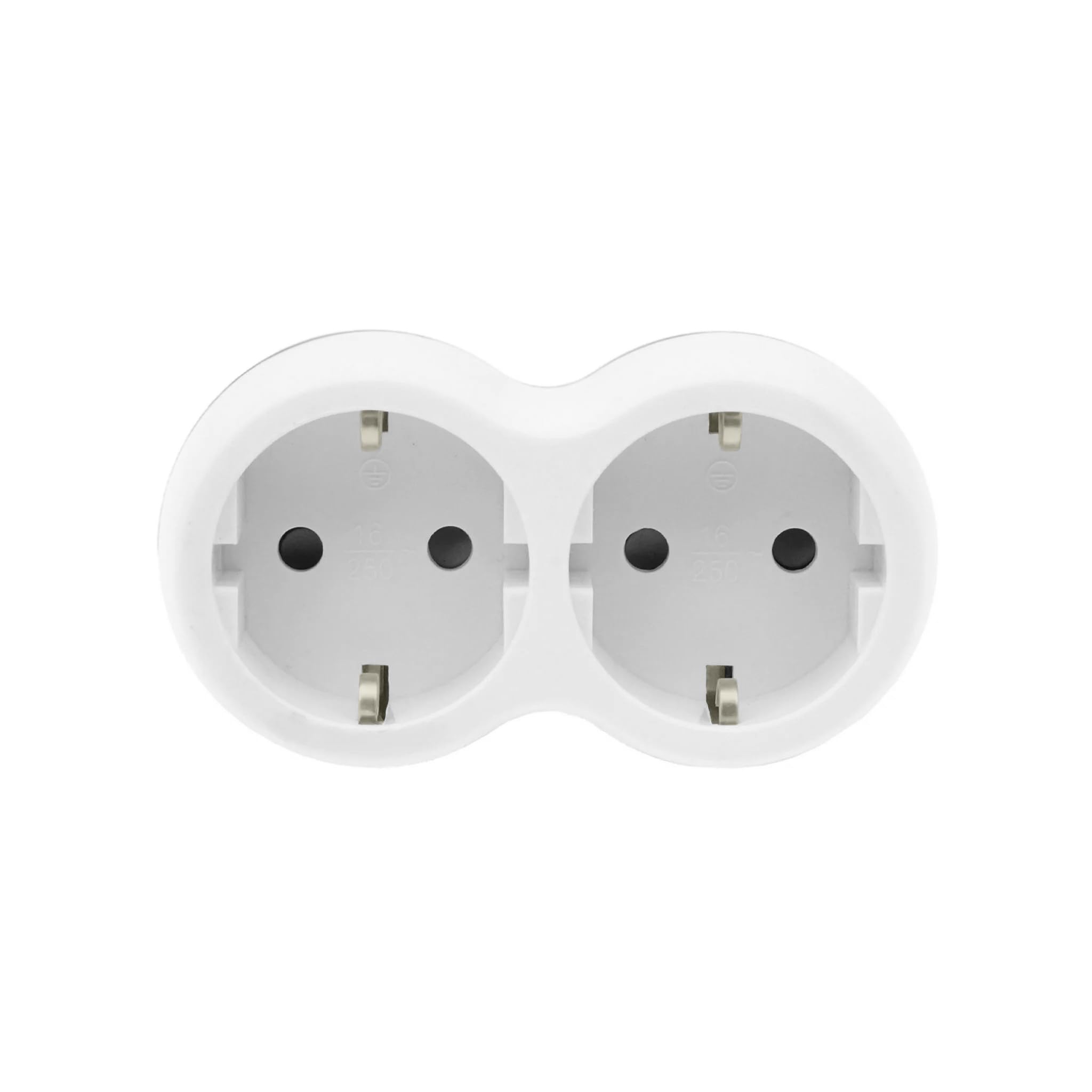 Doppel‑Steckdosenadapter, SCHUKO, Weiß-Grau