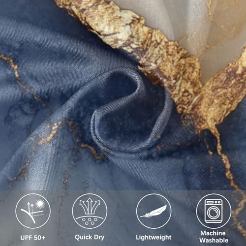 Marble Navy Blue Beige Sun Protection SPF Rash Guard Shirt Comfortable Round Neck Men's Sun Protection Long Sleeve Summer 6