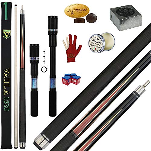 Stecca 5 Birilli e 9 Birilli-Goriziana Biliardo Internazionale Vaula 2 Basic, con Punta in Acero, Omologata Coni FIBIS, Abbinata ad Una prolunga telescopica cm.31-cm.45, ricambi, Accessor