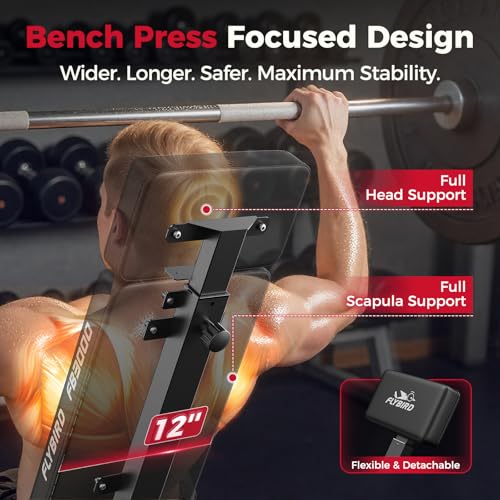 Image of FLYBIRD Adjustable Weight Bench, Full Body Workout Bench for Home Garage Gym Strength Training, Incline Flat Decline for Sit Up Bench Press