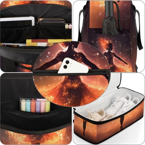 Large Weekender Overnight Bags Abstract Modern Woman Fire Travel Duffel Bag for Women Men Gym Bags With Shoe Compartment Foldie Travel Tote Bag Carry On Personal Item Bag for Travel Gym Sports 6