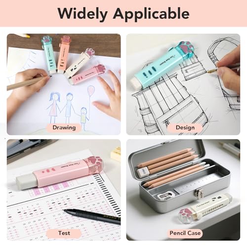 YIMETOP 4 Stück Kawaii Einziehbare Radiergummis Niedlichen Katzenpfoten 2B Radierer für Schulen und Büros, Duft