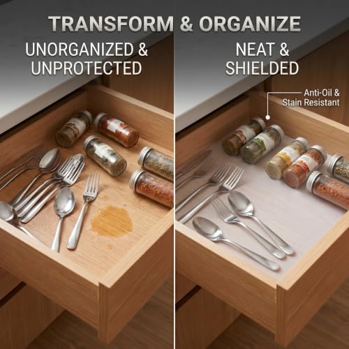Image of EASYHOME Multipurpose EVA Anti-Slip Mat (45cm x 1.5 Meter, Clear) - Waterproof, Washable Shelf Liner Roll Sheet for Kitchen, Bathroom, Drawers, Cabinets, Fridge & Table Mat