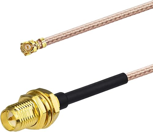 Miniatura 27 de Eightwood Antena WiFi pequeña de banda dual 2.4GHz 5GHz RP-SMA antena macho con RP-SMA cable hembra 9.8in para tarjeta de red M.2 NGFF PC Paquete