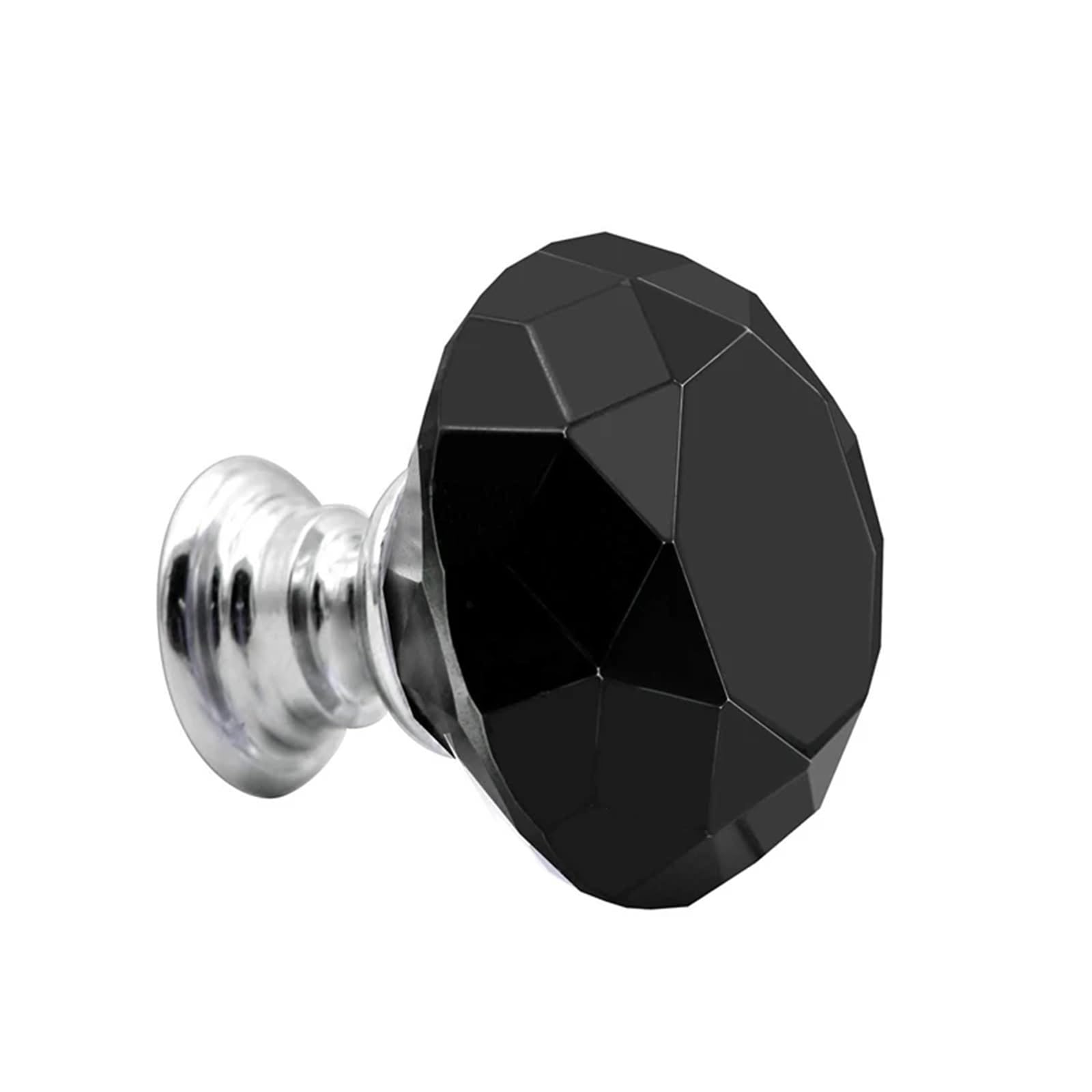 MWAHJU 10Pcs Black 30mm Crystal Glass Cabinet Knobs for Cupboard
