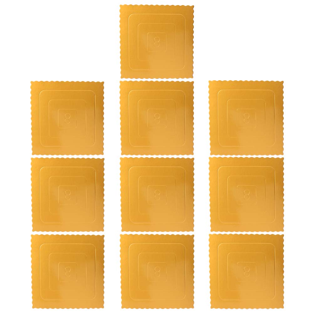 Mobestech Tabla para Tartas de 8 Pulgadas, 10 Piezas, Cartón Dorado
