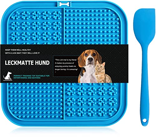 Tapis anti-fuite pour chien,Sans BPA,Grand tapis de fuite pour chien avec une aspiration super forte,Avec 1 spatule en silicone,Entraînement, toilettage et soins des griffes (bleu) Cover