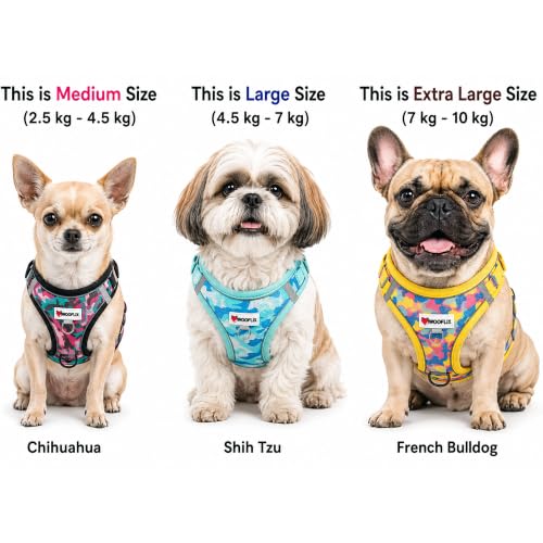 Image of Wooflix Reflective No Pull Dog Harness with Leash for Puppies, Small & Medium Breed Dogs, Adjustable Soft Breathable Padded Mesh Pet Harness Vest, Yellow | Extra Large (7 kg - 10 kg Dogs & Cats)
