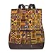 Produktbild Flyup Women's Leather Backpack Ghana Kente Cloth School College Bag Fashion Casual Daypack Travel Shoulder Bag For Girls Frauen Leder Rucksack