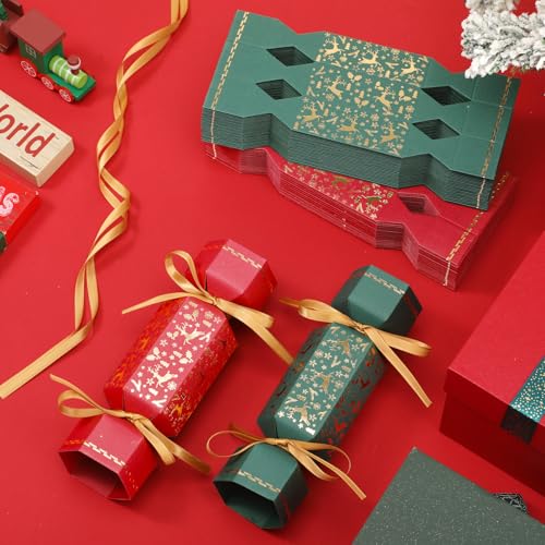 Xinnun XINNUN-CHRISTMAS CRACKER-02 50 Packs Christmas Cracker Kit No Snap Xmas Party Table Favors Snowflake Reindeer Diy Christmas Party Cracker Candy Boxes thumb #1