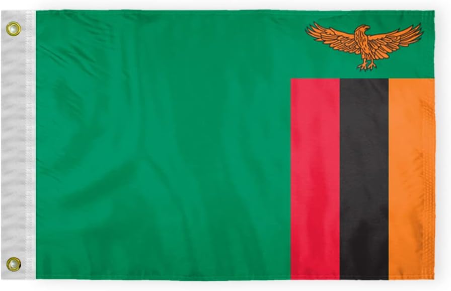 AGAS Zambia Nautical Flag 12x18 inch Mini Zambian Flag Outdoor 200D Nylon Double Stitched Hem Never Rust Brass Grommets