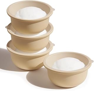 4Pcs Stackable Silicone Pizza Dough Proofing Containers with Lids,Pizza Dough Proofing Box | Make 12" Pizzas 700ml(4Pcs Beige)