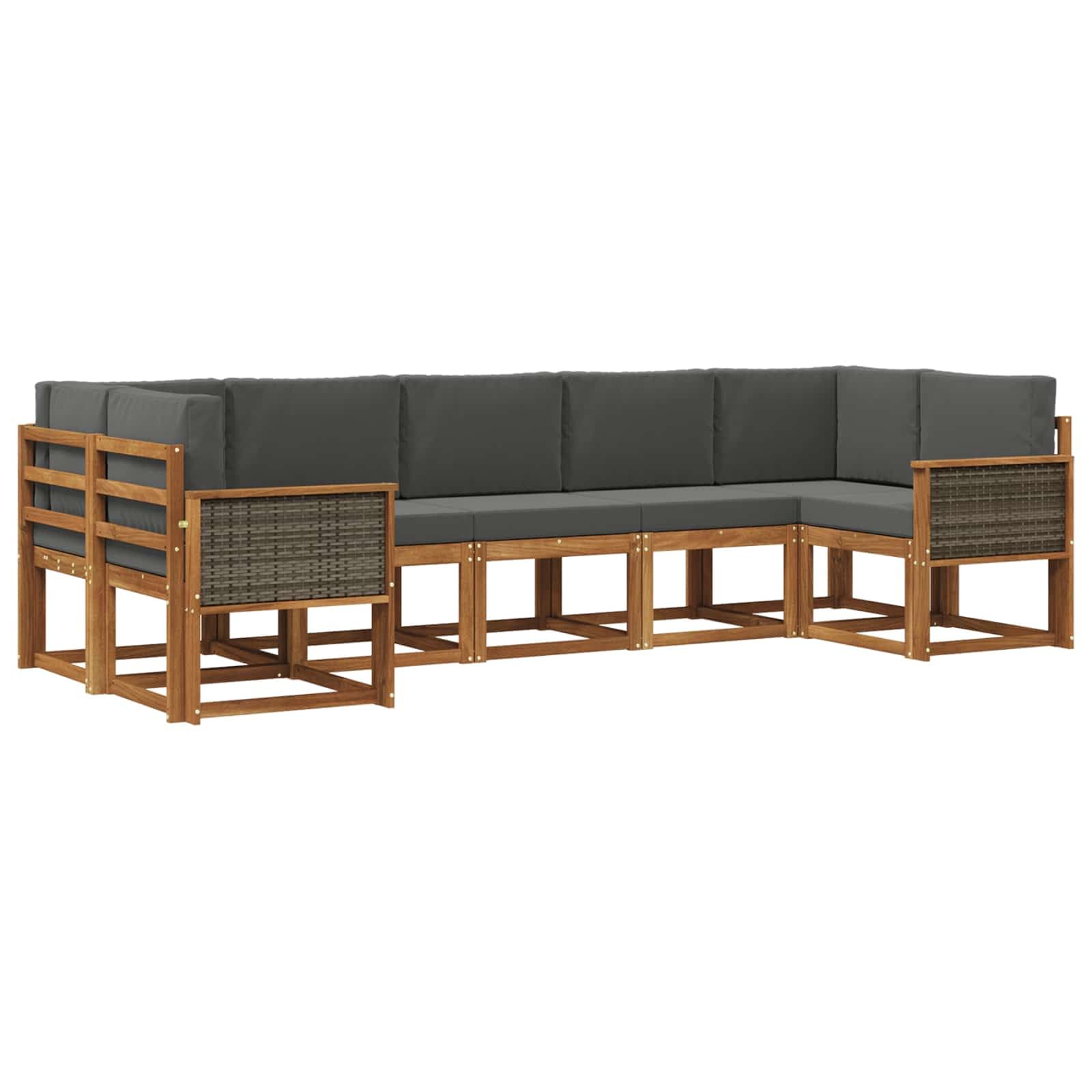 Makastle Salon de Jardin Modulaire 7 pcs Bois d'Acacia
