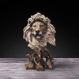 FUNSXBUG 11 Inch Resin Lion Statue Sculpture Animal Collectible Figurine Gift Idea Home Desktop Decoration