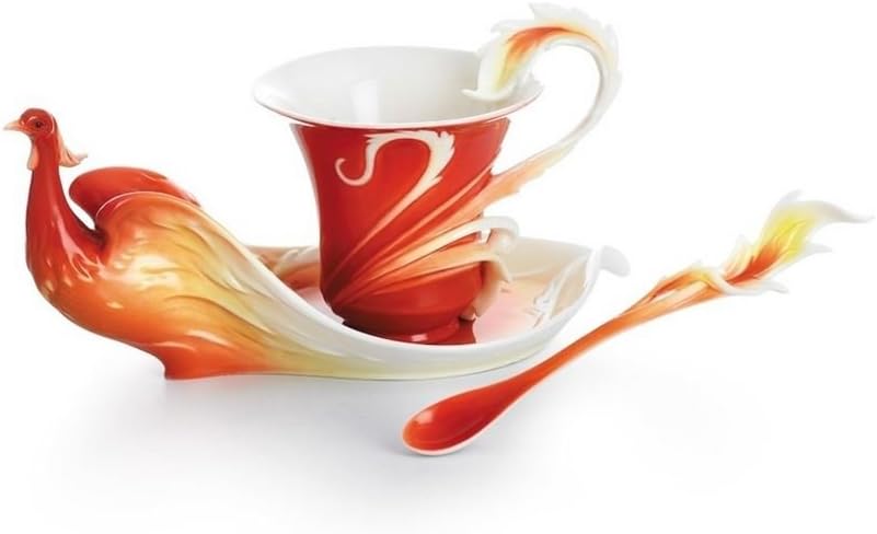 Franz Porcelain Phoenix in Flight bird cup/saucer/spoon set Franz Fine Porcelain