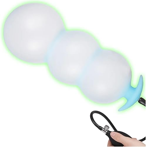 Consolador luminoso inflable con bomba anal, dilatador de ano, dilatador gay, cuentas de pene grande, juguete sexual para adultos, para mujeres y